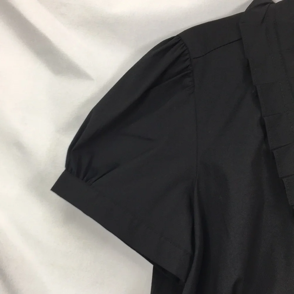 LOFT Women’s Button Up Short Sleeve Black Blouse Size XS NEW Without Tags